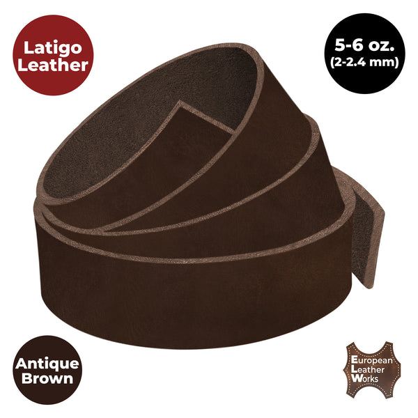 ELW Latigo Leather 5-6 oz. (2-2.4mm) Straps, Belts, Strips 60" Length Full Grain Leather Cowhide DIY Arts & Craft Projects, Clothing, Jewelry, Wrapping