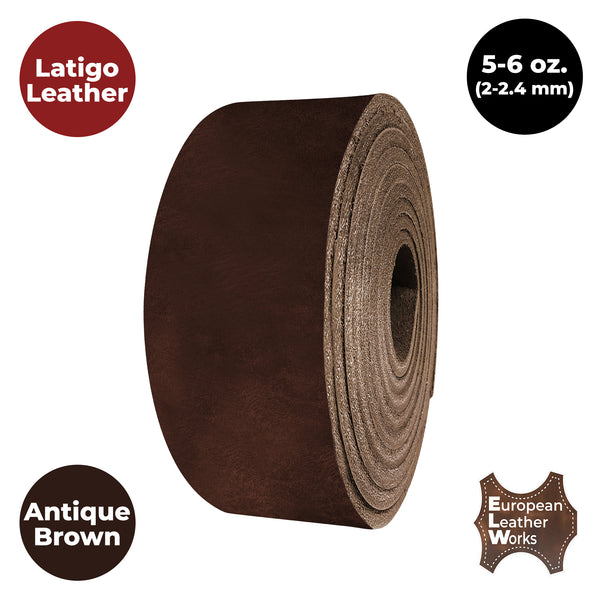 ELW Latigo Leather 5-6 oz. (2-2.4mm) Straps, Belts, Strips 60" Length Full Grain Leather Cowhide DIY Arts & Craft Projects, Clothing, Jewelry, Wrapping