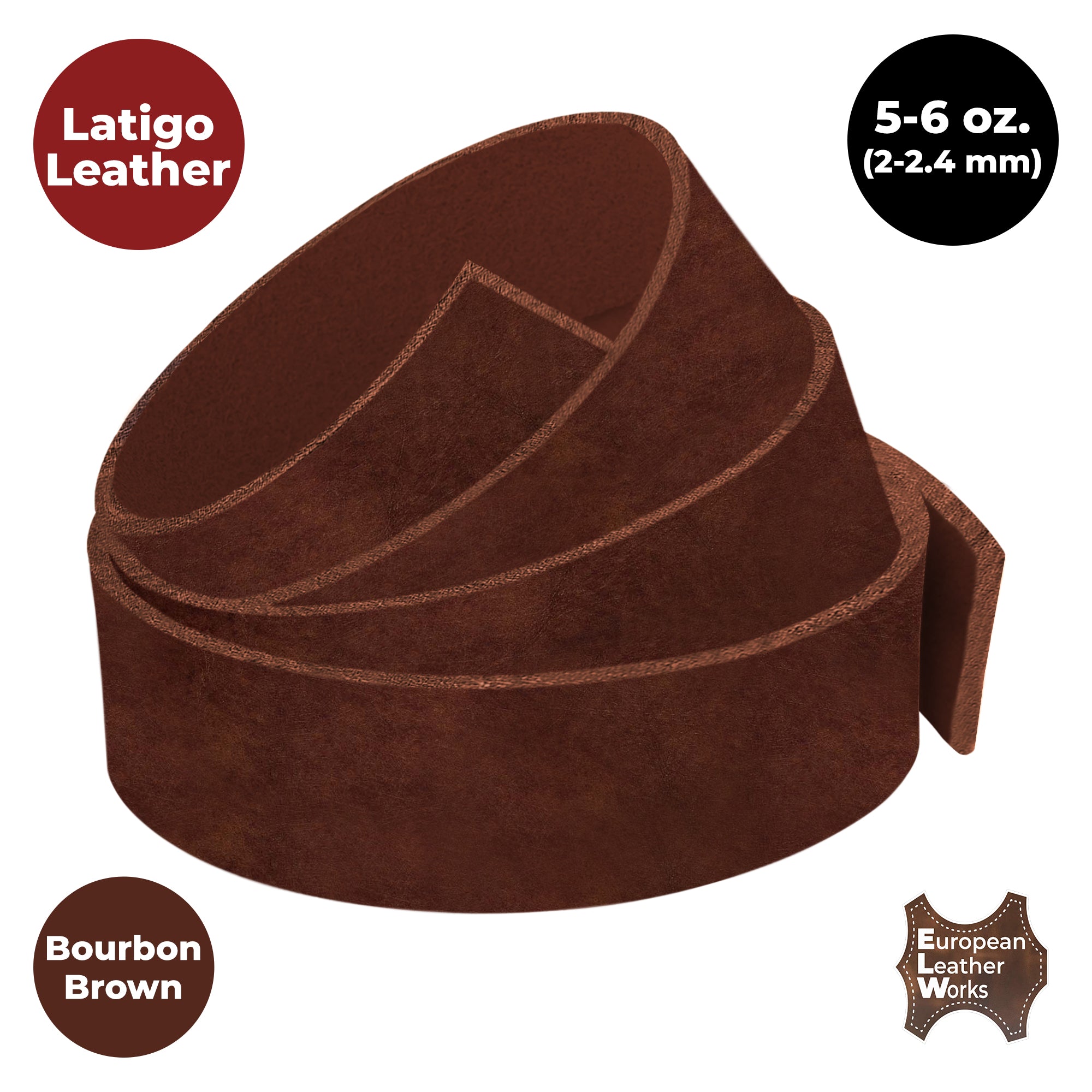 ELW Latigo Leather 5-6 oz. (2-2.4mm) Straps, Belts, Strips 60" Length Full Grain Leather Cowhide DIY Arts & Craft Projects, Clothing, Jewelry, Wrapping Secondary image
