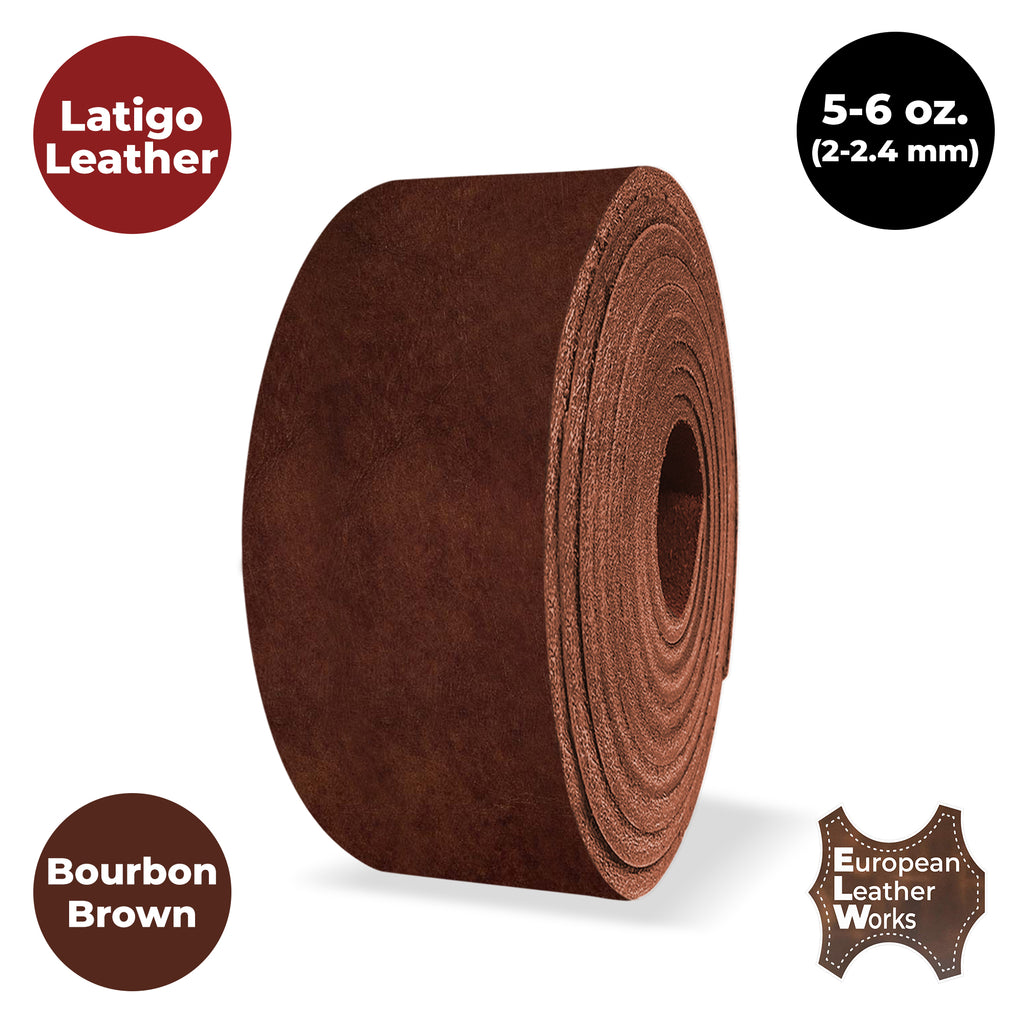 ELW Latigo Leather 5-6 oz. (2-2.4mm) Straps, Belts, Strips 60" Length Full Grain Leather Cowhide DIY Arts & Craft Projects, Clothing, Jewelry, Wrapping