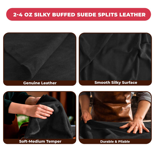 Suede Leather 2-4 oz (1-1.6mm) A/B Grade Chap Split Leather Cowhides | Pre-Cut Hides | USA Made