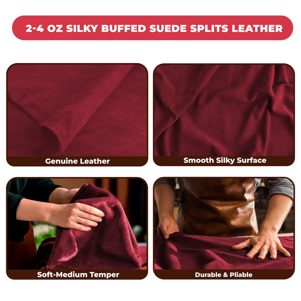Suede Leather 2-4 oz (1-1.6mm) A/B Grade Chap Split Leather Cowhides | Pre-Cut Hides | USA Made