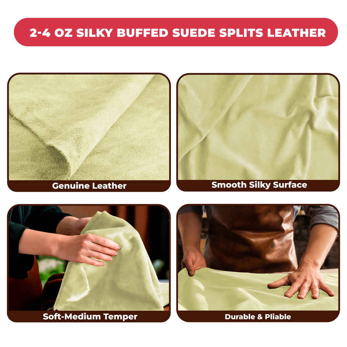 Suede Leather 2-4 oz (1-1.6mm) A/B Grade Chap Split Leather Cowhides | Pre-Cut Hides | USA Made