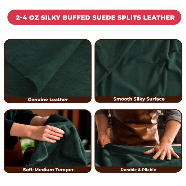 Suede Leather 2-4 oz (1-1.6mm) A/B Grade Chap Split Leather Cowhides | Pre-Cut Hides | USA Made