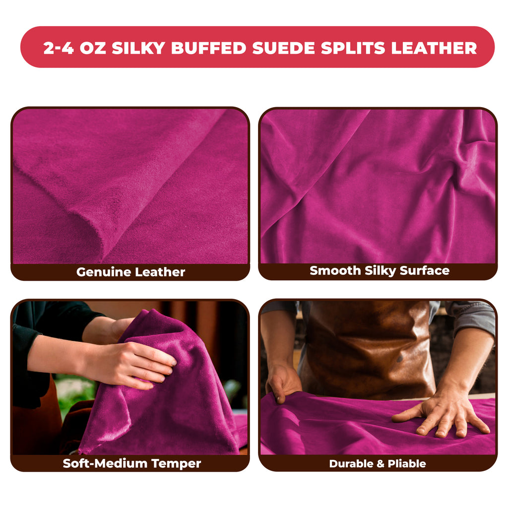 Suede Leather 2-4 oz (1-1.6mm) A/B Grade Chap Split Leather Cowhides | Pre-Cut Hides | USA Made