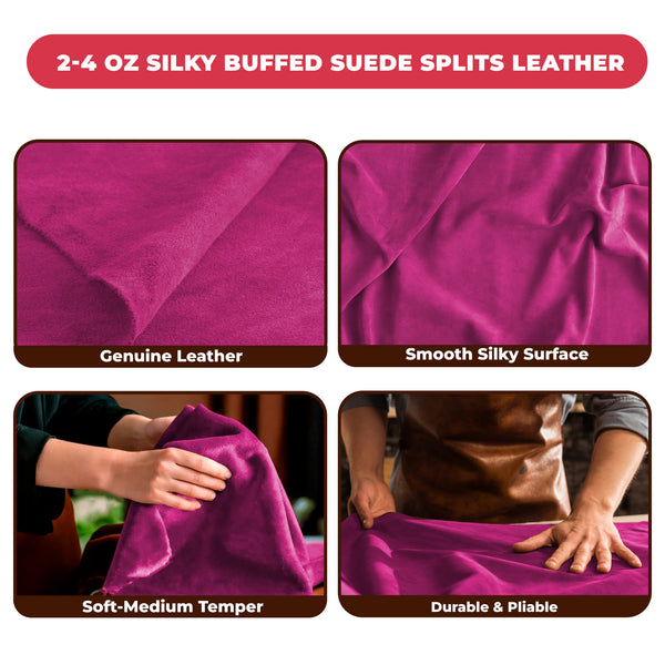 Suede Leather 2-4 oz (1-1.6mm) A/B Grade Chap Split Leather Cowhides | Pre-Cut Hides | USA Made