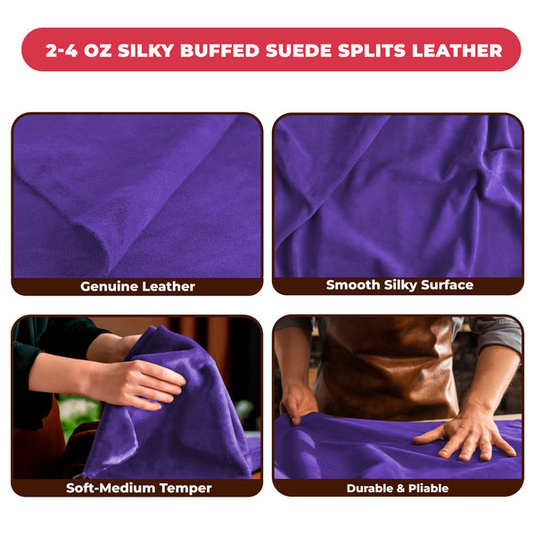Suede Leather 2-4 oz (1-1.6mm) A/B Grade Chap Split Leather Cowhides | Pre-Cut Hides | USA Made