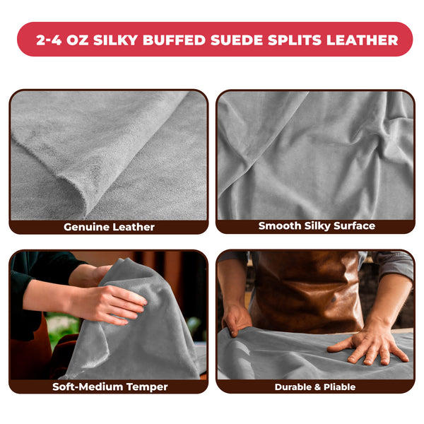 Suede Leather 2-4 oz (1-1.6mm) A/B Grade Chap Split Leather Cowhides | Pre-Cut Hides | USA Made