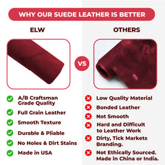 Suede Leather 2-4 oz (1-1.6mm) A/B Grade Chap Split Leather Cowhides | Pre-Cut Hides | USA Made