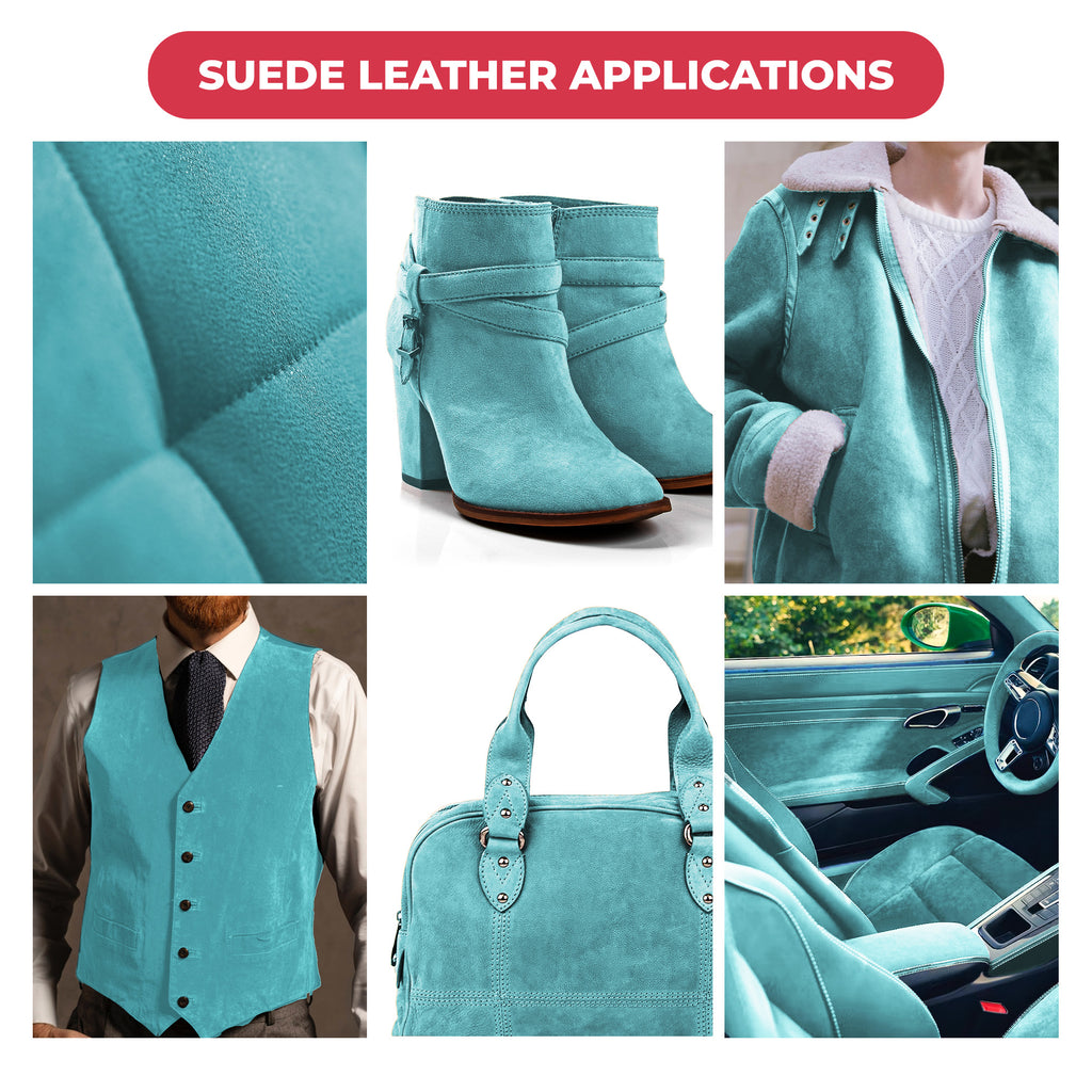 2-4 oz (1-1.6mm) Premium Suede Cowhide - Soft Full Grain Pre-Cut Side Leather  - USA Made Silky Buffed Suede Fabric Leather for Car Upholstery, Garments, Furniture