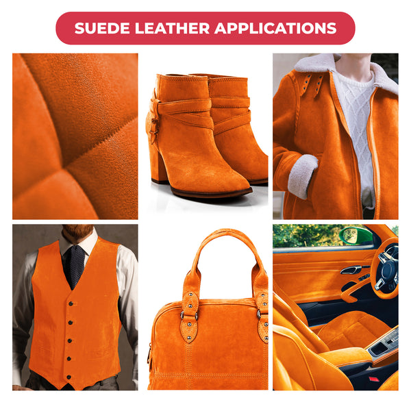 2-4 oz (1-1.6mm) Premium Suede Cowhide - Soft Full Grain Pre-Cut Side Leather  - USA Made Silky Buffed Suede Fabric Leather for Car Upholstery, Garments, Furniture