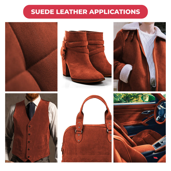 2-4 oz (1-1.6mm) Premium Suede Cowhide - Soft Full Grain Pre-Cut Side Leather  - USA Made Silky Buffed Suede Fabric Leather for Car Upholstery, Garments, Furniture