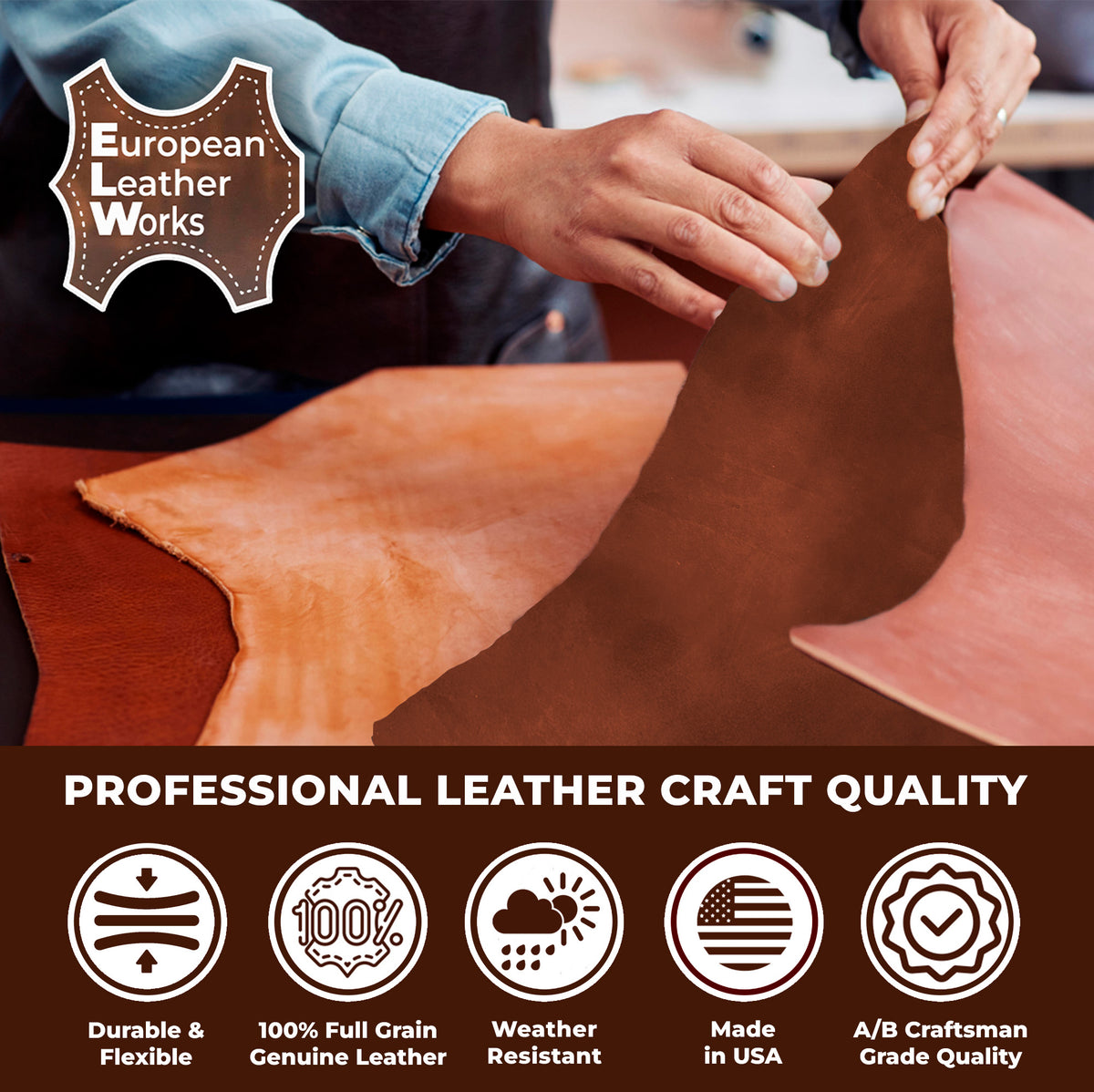 9-10 oz (3.6-4.0mm) Craftsmen Grade Latigo Leather Pre-Cut Sizes - SALE