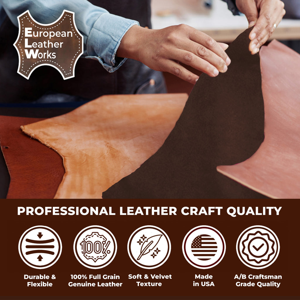 Suede Leather 2-4 oz (1-1.6mm) A/B Grade Chap Split Leather Cowhides | Pre-Cut Hides | USA Made