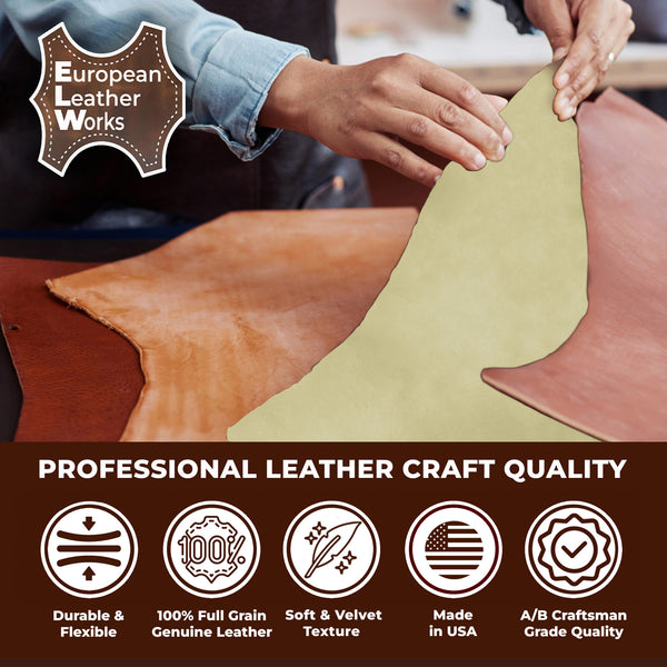 Suede Leather 2-4 oz (1-1.6mm) A/B Grade Chap Split Leather Cowhides | Pre-Cut Hides | USA Made