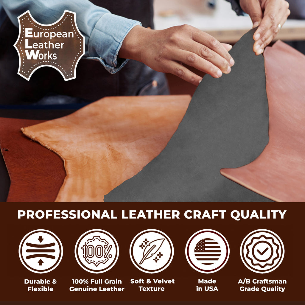 Suede Leather 2-4 oz (1-1.6mm) A/B Grade Chap Split Leather Cowhides | Pre-Cut Hides | USA Made