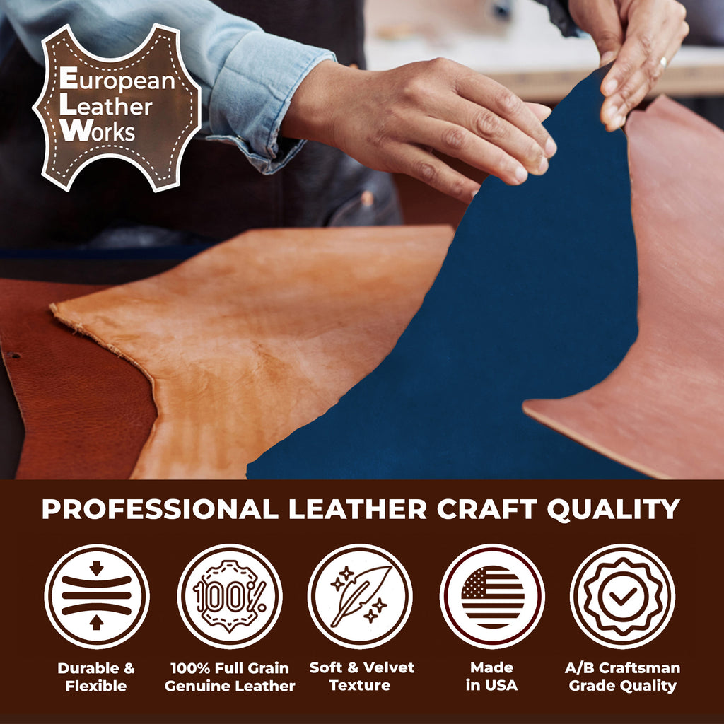 Suede Leather 2-4 oz (1-1.6mm) A/B Grade Chap Split Leather Cowhides | Pre-Cut Hides | USA Made
