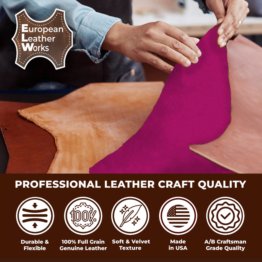 Suede Leather 2-4 oz (1-1.6mm) A/B Grade Chap Split Leather Cowhides | Pre-Cut Hides | USA Made