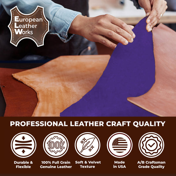 Suede Leather 2-4 oz (1-1.6mm) A/B Grade Chap Split Leather Cowhides | Pre-Cut Hides | USA Made