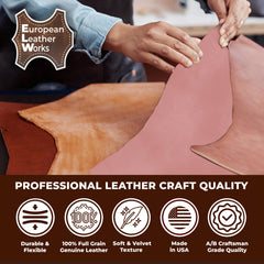 2-4 oz (1-1.6mm) Premium Suede Cowhide - Soft Full Grain Pre-Cut Side Leather  - USA Made Silky Buffed Suede Fabric Leather for Car Upholstery, Garments, Furniture