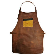 ELW Full Grain Leather Apron-1 Pouch, BBQ Apron, Men and Women's Apron, Kitchen Apron, Cooking Apron, Bartending, Workshop, Blacksmith, Gardening, One Size Fit Adjustable for Men & Women