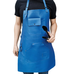 ELW Full Grain Leather Apron-2 Pouch Leather Apron, BBQ Apron, Men and Women's Apron, Kitchen, Cooking, Bartending, One Size