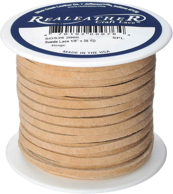Realeather Suede Lace, 1/8" x 25 yd, Multicolors Available