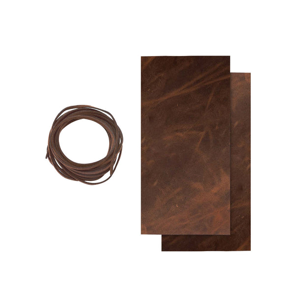 ELW 5-6 oz (2-2.4mm) Full Grain Leather Craft Sets of 2-4 Pieces in Sizes from 6" to 24"with Cord Braiding String 36" included, Oil Tanned Real Cowhide for Tooling, Carving, Craft, Repair, Knife Sheaths