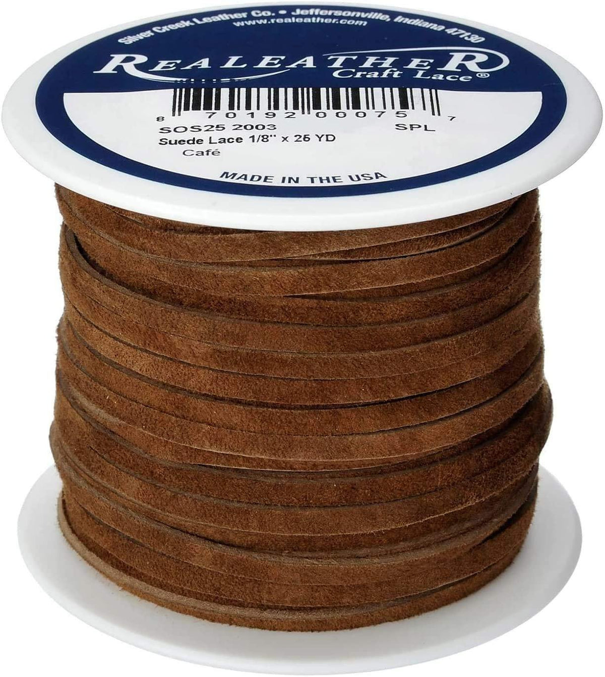Realeather Suede Lace, 1/8" x 25 yd, Multicolors Available