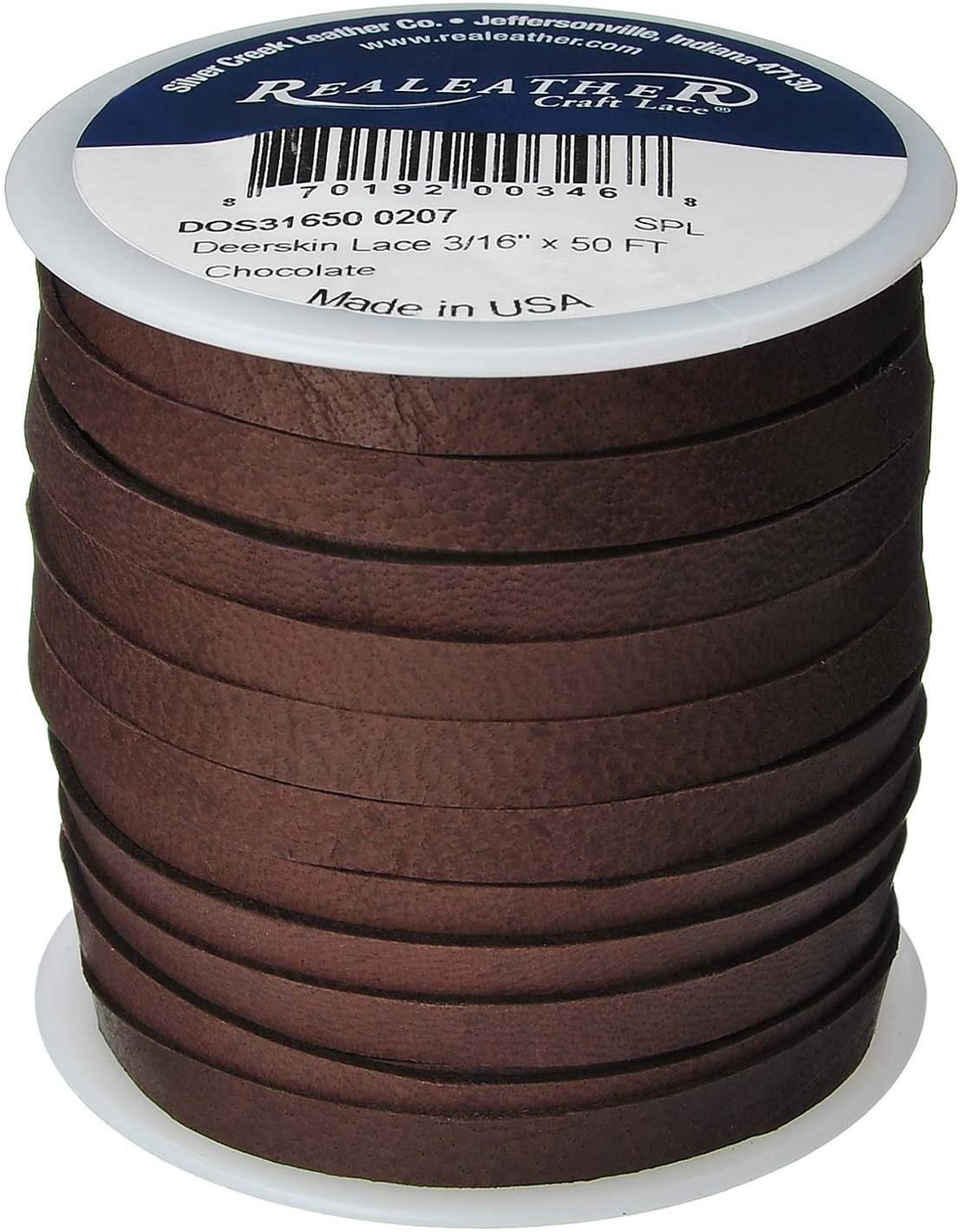 Realeather Deerskin Leather Lace | Size 3/16" x 50' (4.8mm x 15.24m) | 2/3 oz Thickness (.8-1.2mm) Main image