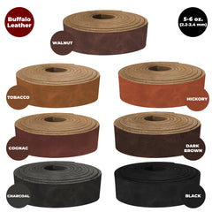 Buffalo Hide Leather Straps & Blank Belts 5-6 oz (2-2.4mm) 40" Length