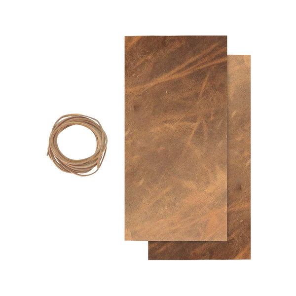 ELW 5-6 oz (2-2.4mm) Full Grain Leather Craft Sets of 2-4 Pieces in Sizes from 6" to 24"with Cord Braiding String 36" included, Oil Tanned Real Cowhide for Tooling, Carving, Craft, Repair, Knife Sheaths