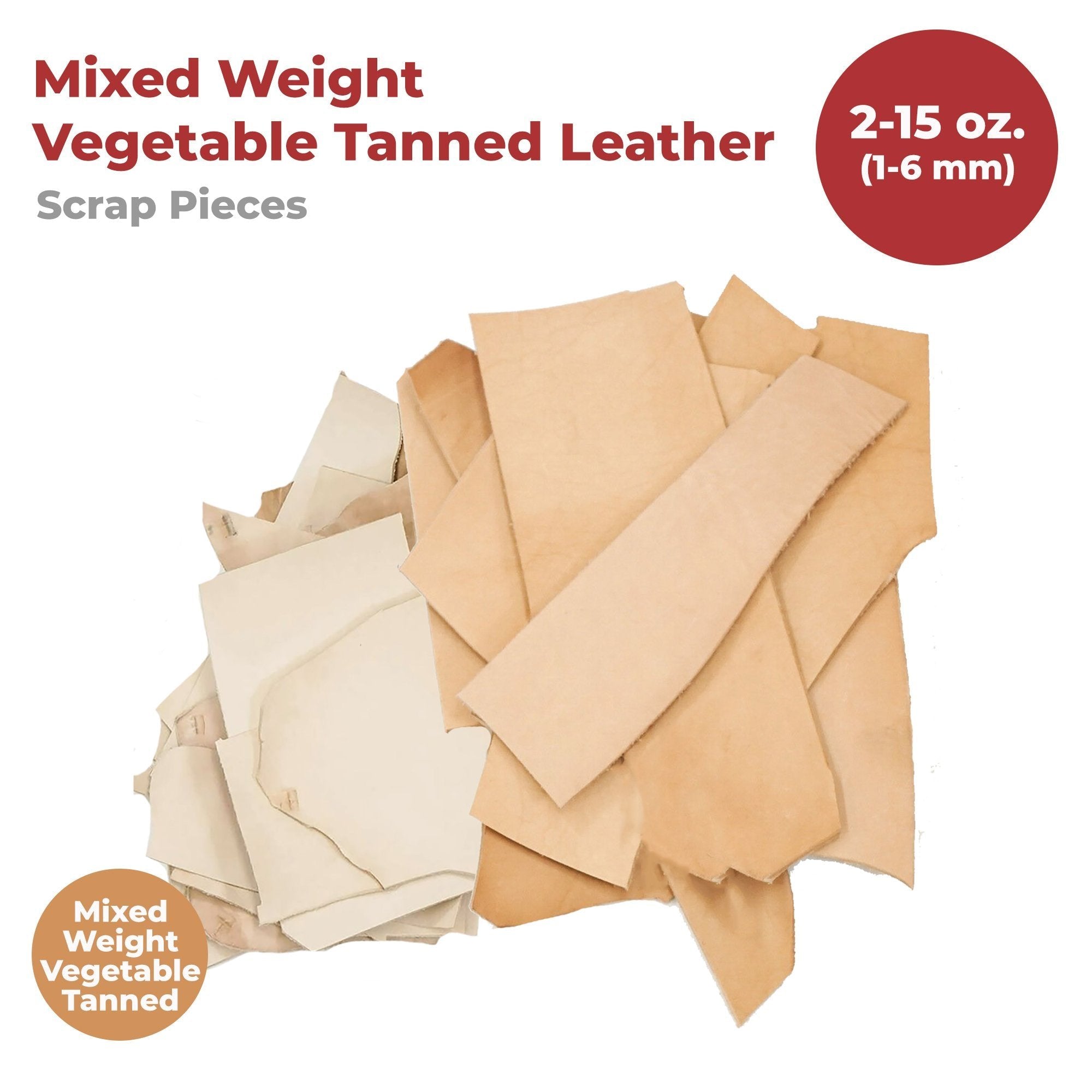 ELW Leather Scraps | Size: 25-50 LB | Genuine Cowhide Leather Remnants for Crafting, Ideal for DIY Leatherworking Projects Tooling, Holsters, Carving, Embossing, Stamping