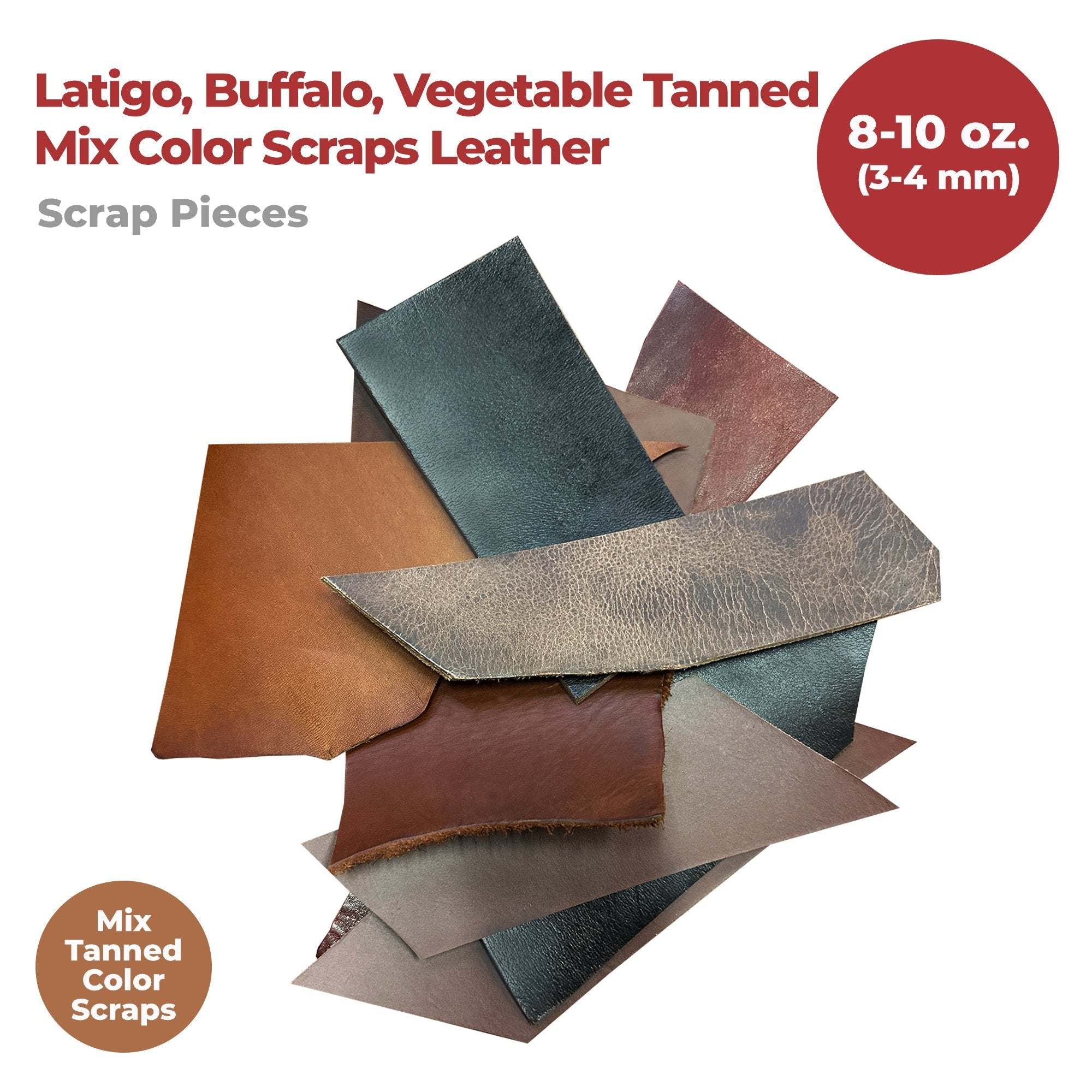 ELW Leather Scraps | Size: 25-50 LB | Genuine Cowhide Leather Remnants for Crafting, Ideal for DIY Leatherworking Projects Tooling, Holsters, Carving, Embossing, Stamping