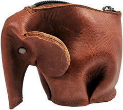 ELW Elephant Coin Purse, Genuine Full Grain Leather Women and Girls Cute Fashion Coin Purse Wallet Bag Change Pouch Key Holder, Handmade with Rustic Cute Design, Perfect gift, Change Pouch Wallet