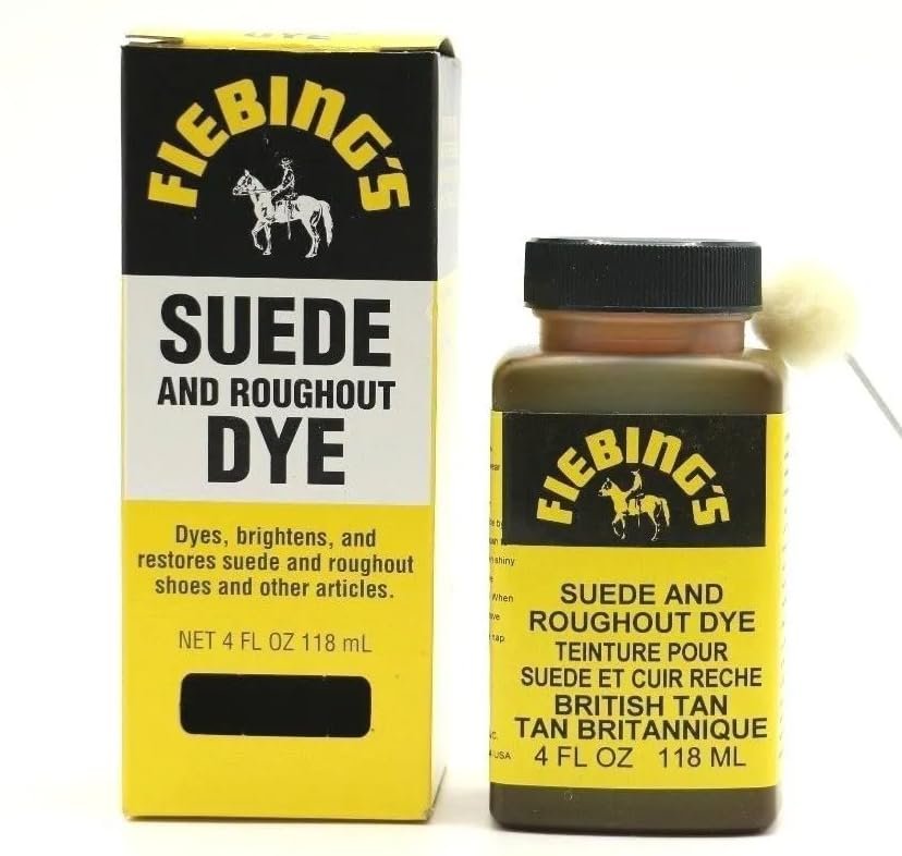 Fiebing's Suede Dye (4 oz) - Recolor, Brighten & Restore Suede & Roughout Leather Shoes, Furniture, Purse - Includes Wool Dauber for Easy Application - Flexible When Dry, Won't Crack or Peel