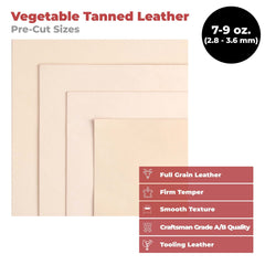 European Leather Work 7-9 oz (2.8-3.6 mm) Vegetable Tanned Pre-Cut Full Grain Cowhide Leather for Tooling, Engraving, Crafting, Molding, DIY, Holsters, Sheathes