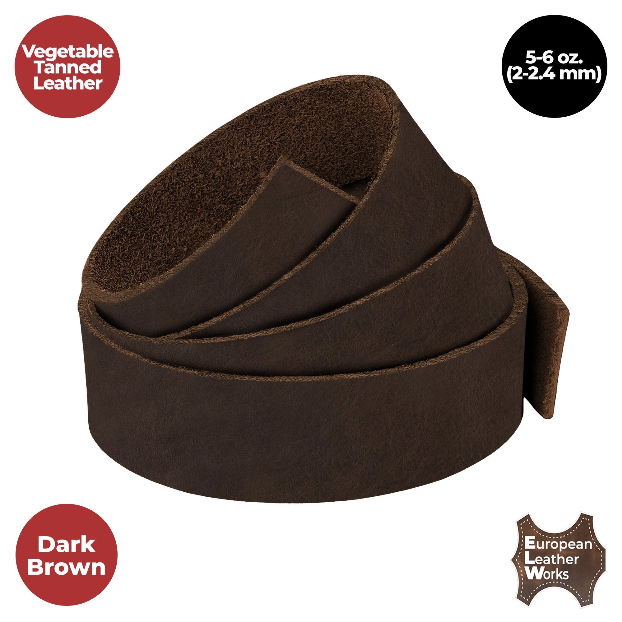 European Leather Work 5-6 oz. (2-2.4mm) Vegetable Tanned Leather Belt Blanks Shrunken Grain Cowhide Leather Straps/Strips for DIY, Tooling, Engraving, Carving Secondary image