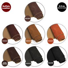 Buffalo Leather Hide 5-6 oz (2-2.4mm) Pre-Cut Craft Leather Sheets | Full Grain Genuine Leather for Crafting Supplies