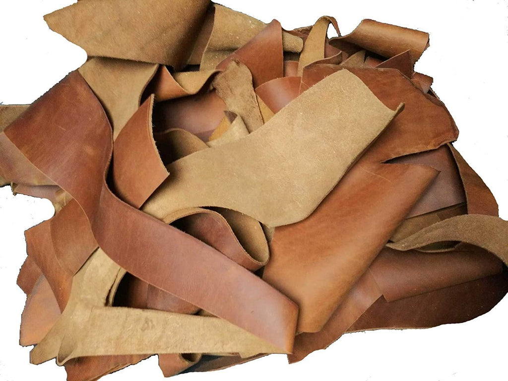 ELW Full Grain Leather 1lb Scraps Tobacco Brown 5/6 OZ (2mm)  Perfect for Crafts, Tooling, Repairs