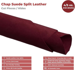 ELW Chap Splits Suede 4-5 oz (1.6-2mm) Pre-Cut Piece - Split Leather Cowhide - Prime AB Grade Quality - Perfect For Auto, Garments, Chaps, Bags, Vest, Aprons, Saddles, Moccasins