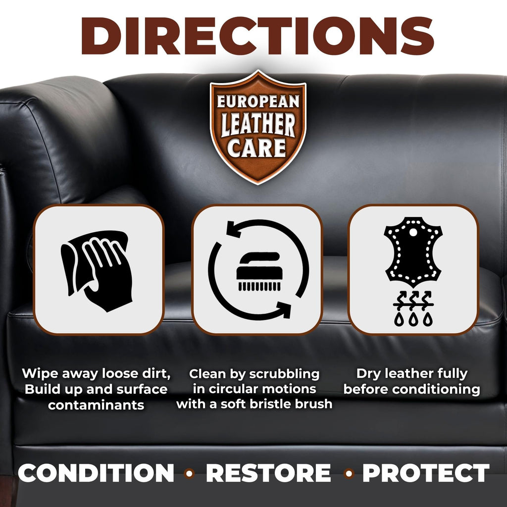 Leather Conditioner - All Natural Non Toxic Ingredients -  European Leather Care - Made in USA