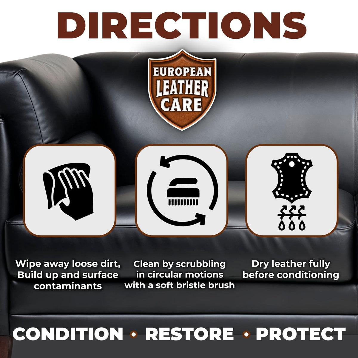 Leather Conditioner - All Natural Non Toxic Ingredients -  European Leather Care - Made in USA