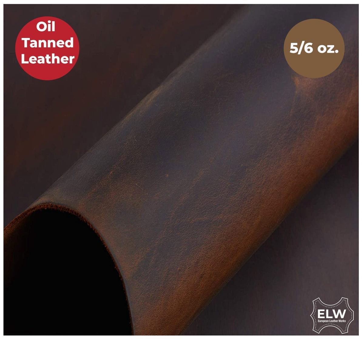 Import Tooling Full Grain Cowhide Leather 5/6 oz (2mm) Medium BROWN Main image