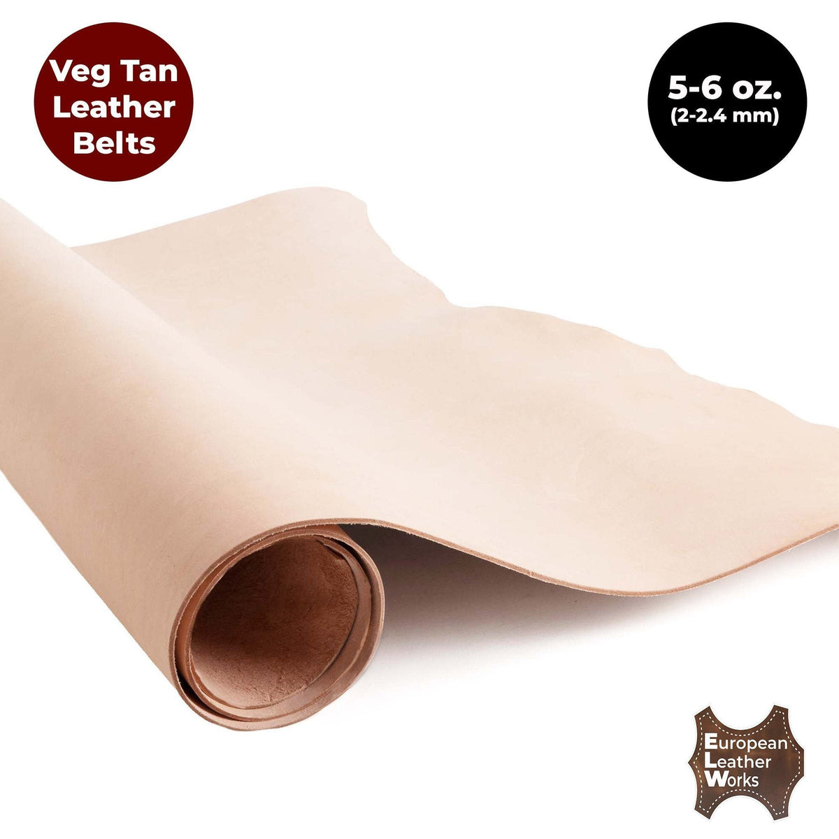 European Leather Work 5-6 oz. (2-2.4mm) Vegetable Tanned Leather Pre-Cut Full Grain Cowhide Leathercraft for Tooling, Engraving, Carving, Molding, Embossing, Stamping, & Dyeing Main image