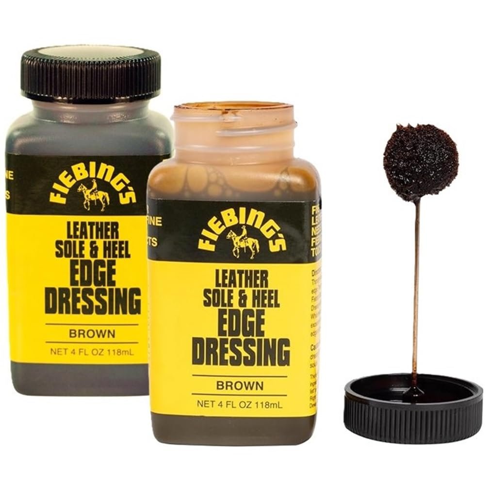 Fiebing's Leather Sole & Heel Edge Dressing, 2-Pack Black (4 oz) - High Gloss Shoe Dressing for Leather Soles & Heels - Provides a Protective Finish - Includes Brush Applicator Secondary image