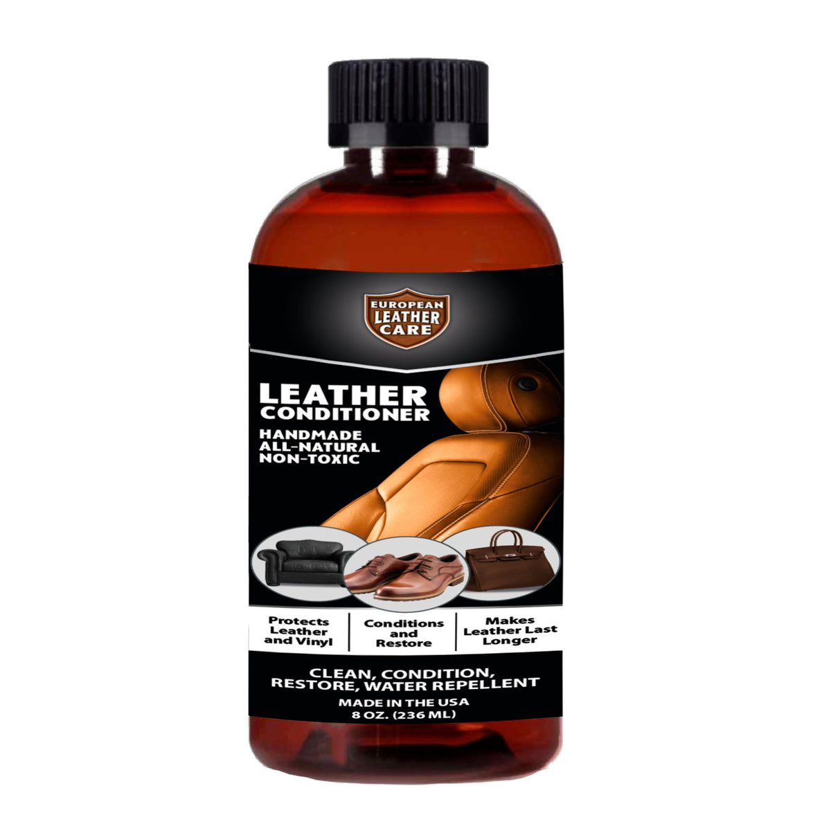Leather Conditioner - All Natural Non Toxic Ingredients -  European Leather Care - Made in USA