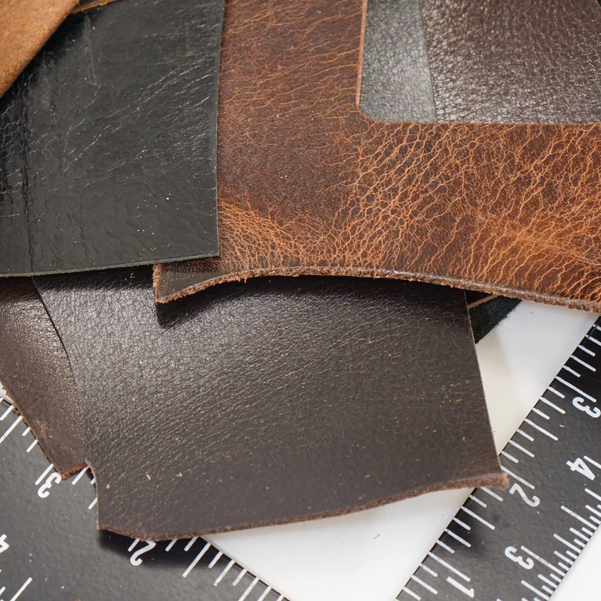 2 LB Leather Scrap Bags Lightweight to Heavy 4-10oz (2-3.6mm) Vegetable Tanned Leather Cowhide