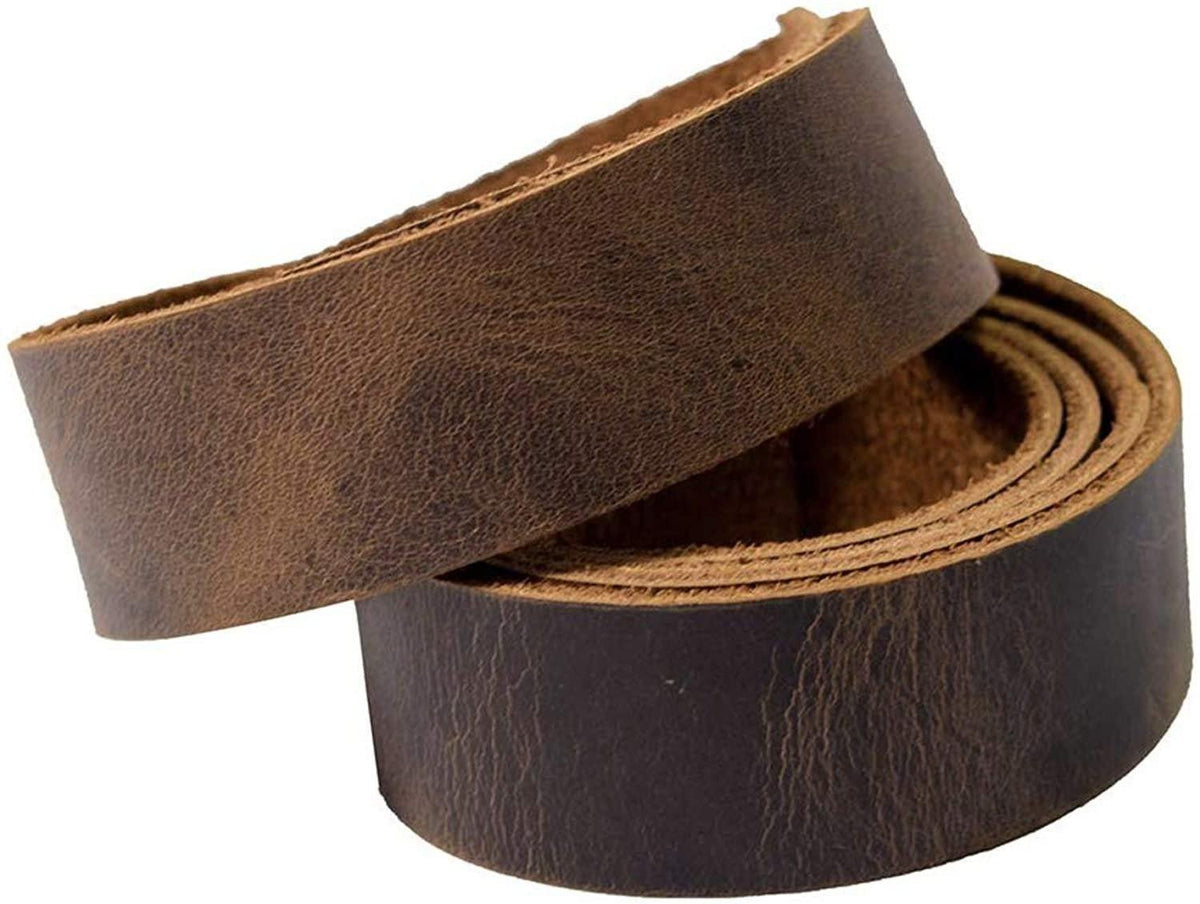 Leather Strong Strap 1"x60" : 1 in. Wide, Cord Braiding String, Medium Weight (1.8mm Thick) 60 in. Long for Crafts/Tooling/Workshop : All Natural Grain Leather :Color Bourbon Brown Main image