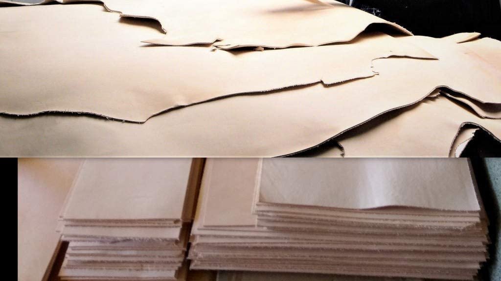 Scrap PRE-Cut Squares 8/9 OZ (3.6/4.0 mm) EUR Import VEGTAN Natural Leather -9 SQFT Main image